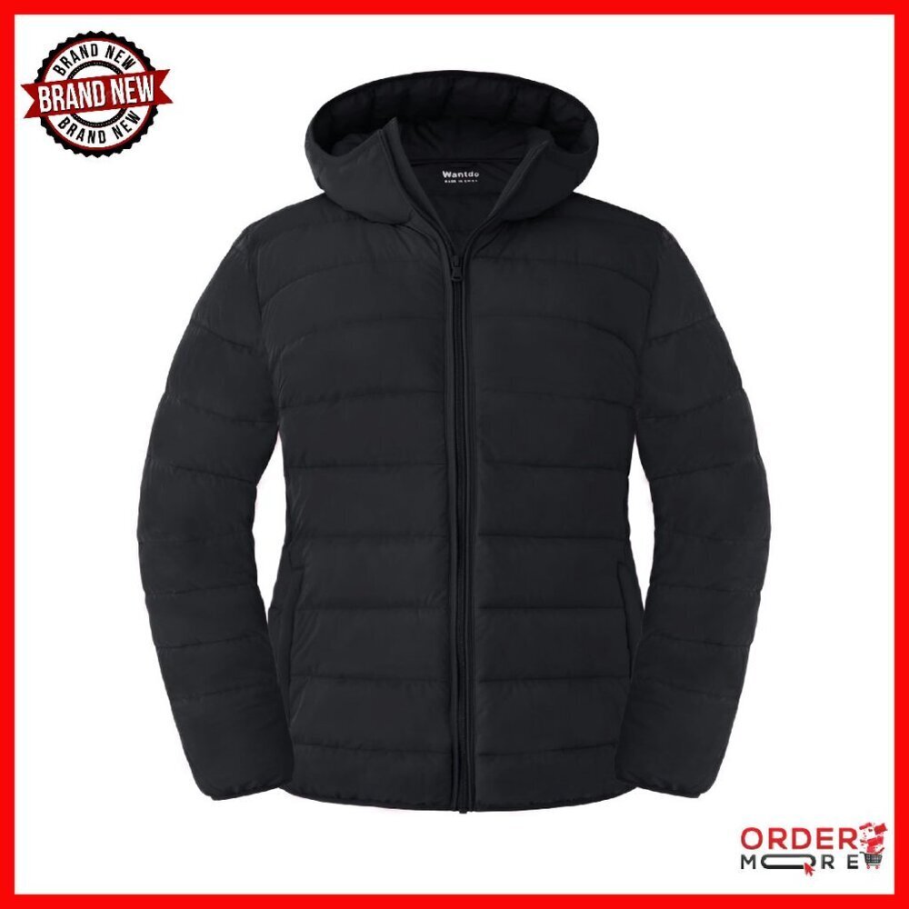 Plus Size Lightweight Quilted Jacket with Hood, Windproof & Waterproof